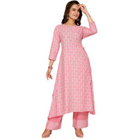 Rangita Pink Rayon Printed A-Line Kurta With Pant | Kurta Set For Women_3Xl