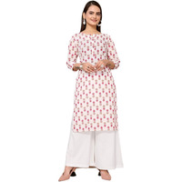 Rangita White Cotton Knee Length Printed Straight Kurti For Women | Kurta For Women_3Xl