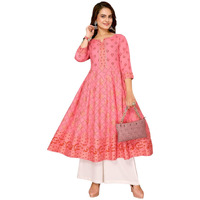 Rangita Coral Rayon Calf Length Embellished Anarkali Kurti For Women | Kurta For Women_3Xl