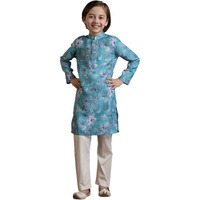 Manyavar Boys Viscose Blend Printed Kurta Pyjama Set (2Pcs)(6-8 Years)