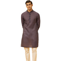 Manyavar Men's Blue Art Silk Kurta Pyjama Set (L)