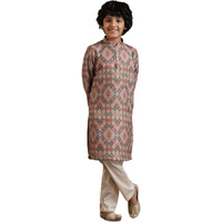 Manyavar Blended Viscose Digital Print Kurta Pyjama Set For Child(4-5 Years)
