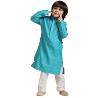Manyavar Boys Viscose Blend Self Design Kurta Pyjama Set (2Pcs)(10-12 Years)