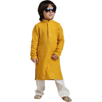 Manyavar Boys Viscose Sequined Kurta Pyjama Set (2Pcs)(8-10 Years)