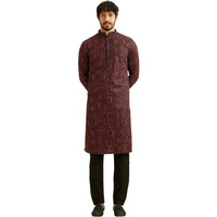 Manyavar Men's Viscose Sequined Kurta Pyjama Set (Black,M)