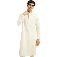 Diwas By Manyavar Men's Viscose Embroidery|Sequin Work Kurta (Cream,S)
