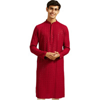 Diwas By Manyavar Men's Viscose Embroidery|Sequin Work Kurta (Maroon,Xxxl)