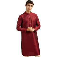 Diwas By Manyavar Men's Art Silk Jacquard| Self Design Kurta (Maroon,Xxxl)