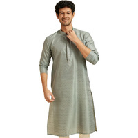 Diwas By Manyavar Men's Art Silk Self Design Kurta (Pista Green,S)