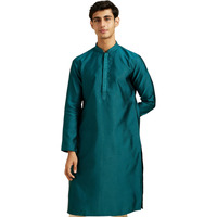 Diwas By Manyavar Men's Art Silk Self Design Kurta (Teal Green,S)