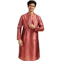 Diwas By Manyavar Men's Art Silk Jacquard| Self Design Kurta (Rust,M)