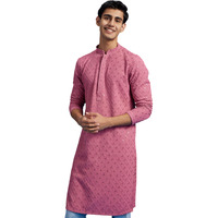 Diwas By Manyavar Men's Viscose Embroidery|Sequin Work Kurta (Dusty Pink,Xl)