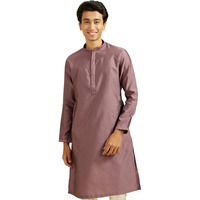 Diwas By Manyavar Men's Art Silk Thread Work Kurta (Purple,S)
