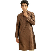 Diwas By Manyavar Men's Art Silk Thread Embroidered Kurta (Brown,S)