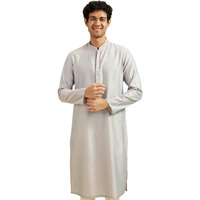 Diwas By Manyavar Men's Viscose Blend Jacquard Weave Kurta (Pink,M)