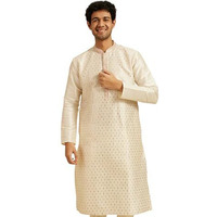 Diwas By Manyavar Men's Art Silk Sequined Kurta (Warm White,Xl)