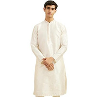 Diwas By Manyavar Men's Art Silk Thread Embroidered Kurta (Warm White,Xl)