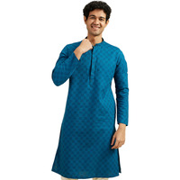 Diwas By Manyavar Men's Cotton Textured Kurta (Blue,Xxl)