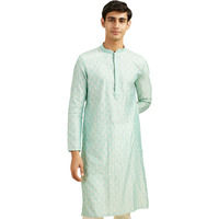 Diwas By Manyavar Men's Blended Viscose Jacquard| Self Design Kurta (Aqua Green,Xxxl)