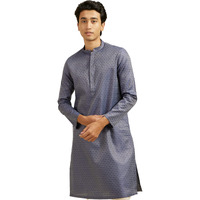 Diwas By Manyavar Men's Art Silk Printed Kurta (Blue,S)
