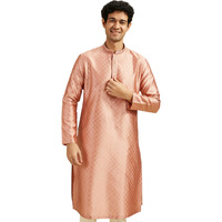 Diwas By Manyavar Men's Art Silk Jacquard Weave Kurta (Peach,Xxxl)