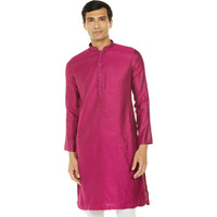 Diwas By Manyavar Men's Blended Viscose Jacquard| Self Design Kurta (Rani,Xxxl)