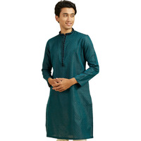 Diwas By Manyavar Men's Art Silk Self Design Kurta (Green,M)