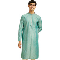 Diwas By Manyavar Men's Blended Viscose Self Design Kurta (Aqua Green,M)