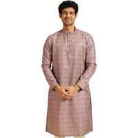 Diwas By Manyavar Men's Art Silk Printed Kurta (Dusty Pink,Xl)