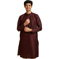 Diwas By Manyavar Men's Art Silk Self Design Kurta (Wine,L)