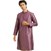 Diwas By Manyavar Men's Art Silk Sequined Kurta (Purple,S)
