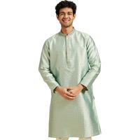 Diwas By Manyavar Men's Art Silk Thread Work Kurta (Light Mid Green,Xl)