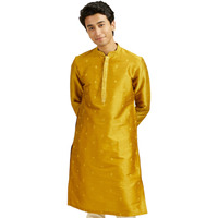 Diwas By Manyavar Men's Art Silk Thread Embroidered Kurta (Mustard,S)