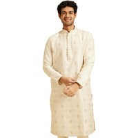 Diwas By Manyavar Men's Brocade | Jacquard Weave Kurta (Cream,Xl)