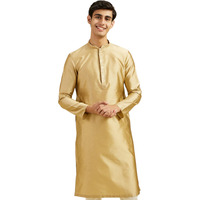 Diwas By Manyavar Men's Art Silk Jacquard| Self Design Kurta (Fawn,Xl)
