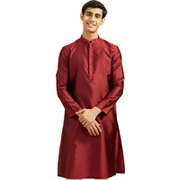 Diwas By Manyavar Men's Art Silk Thread Work Kurta (Maroon,Xxxl)