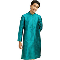 Diwas By Manyavar Men's Art Silk Jacquard Weave Kurta (Green,Xxxl)