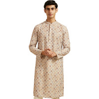 Diwas By Manyavar Men's Art Silk Printed Chikankari Kurta (Beige,Xxxl)