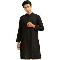 Diwas By Manyavar Men's Viscose Blend Textured Kurta (Black,M)