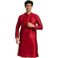 Diwas By Manyavar Men's Art Silk Solid Kurta (Maroon,L)