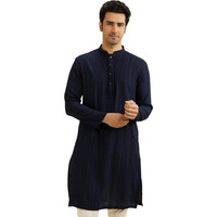 Manyavar Men's Spandex Self Design Kurta (Blue,Xl)
