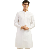 Diwas By Manyavar Men's Cotton Self Design Kurta (White,L)