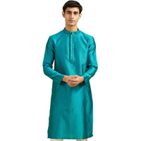 Diwas By Manyavar Men's Art Silk Jacquard Weave Kurta (Green,S)