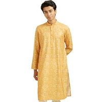 Diwas By Manyavar Men's Cotton Blend Printed Kurta (Mustard,Xxl)