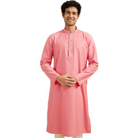 Diwas By Manyavar Men's Viscose Blend Solid Kurta (Coral,Xxxl)
