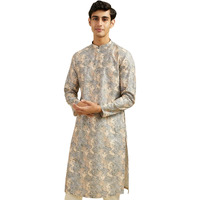 Diwas By Manyavar Men's Cotton Blend Printed Kurta (Grey,L)