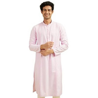 Diwas By Manyavar Men's Viscose Blend Self Design Kurta (Pink,L)