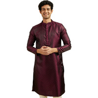 Diwas By Manyavar Men's Satin Jacquard| Self Design Kurta (Wine,S)