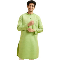 Diwas By Manyavar Men's Blended Cotton Self Design Kurta (Light Mid Green,Xxxl)