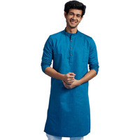 Diwas By Manyavar Men's Cotton Blend Self Design Kurta (Teal Blue,Xxxl)
